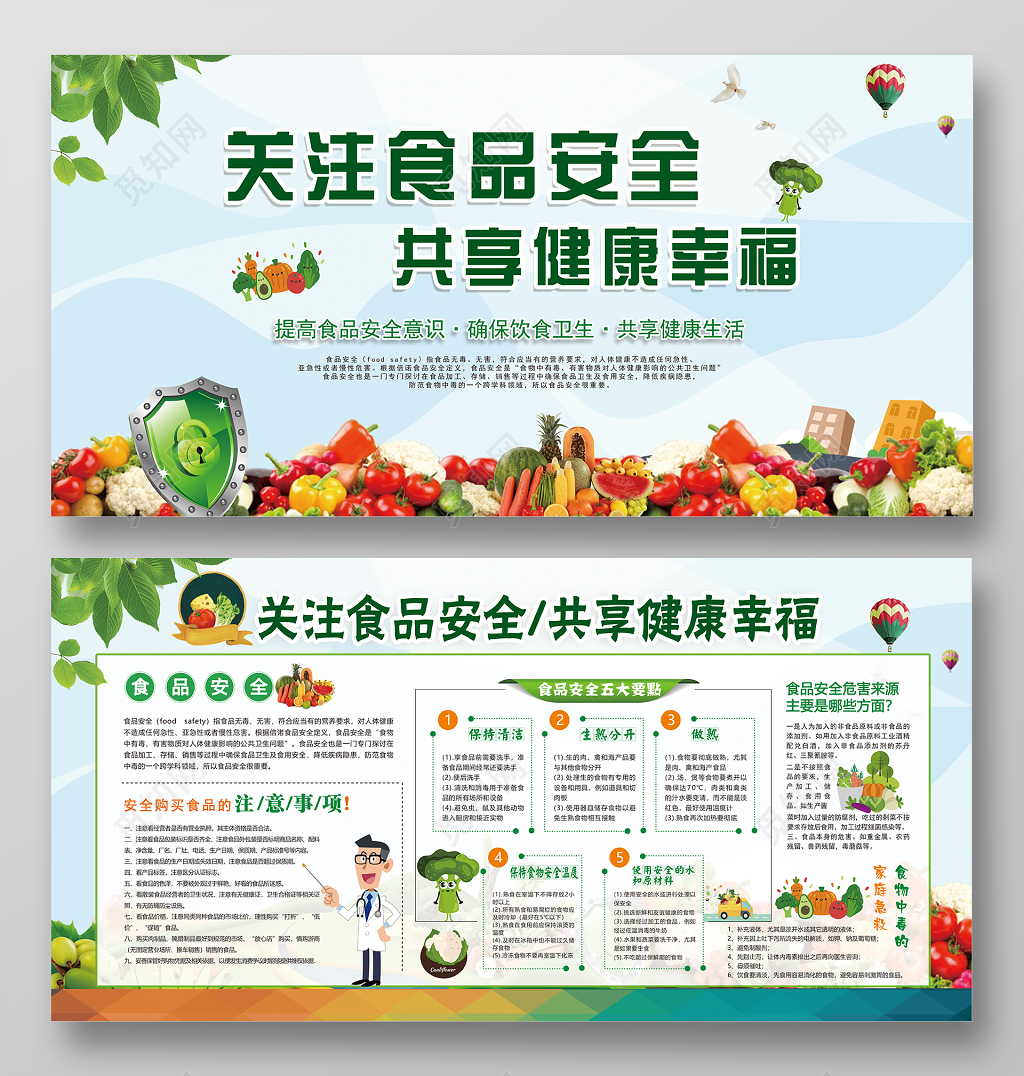 关注食品安全绿色健康展板设计