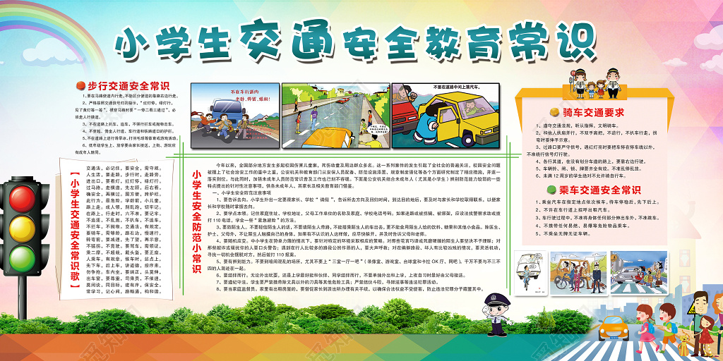 小学生交通安全教育常识校园安全展板