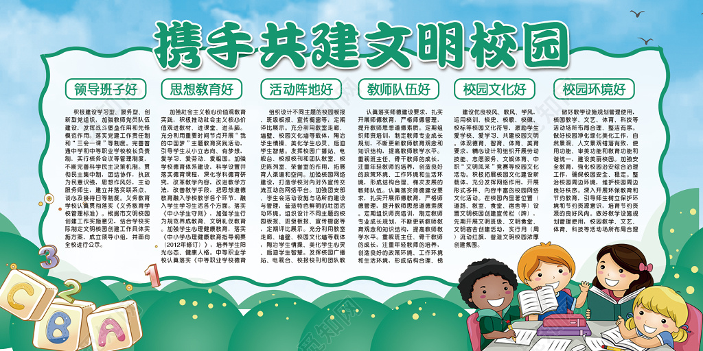 共建文明校园宣传展板