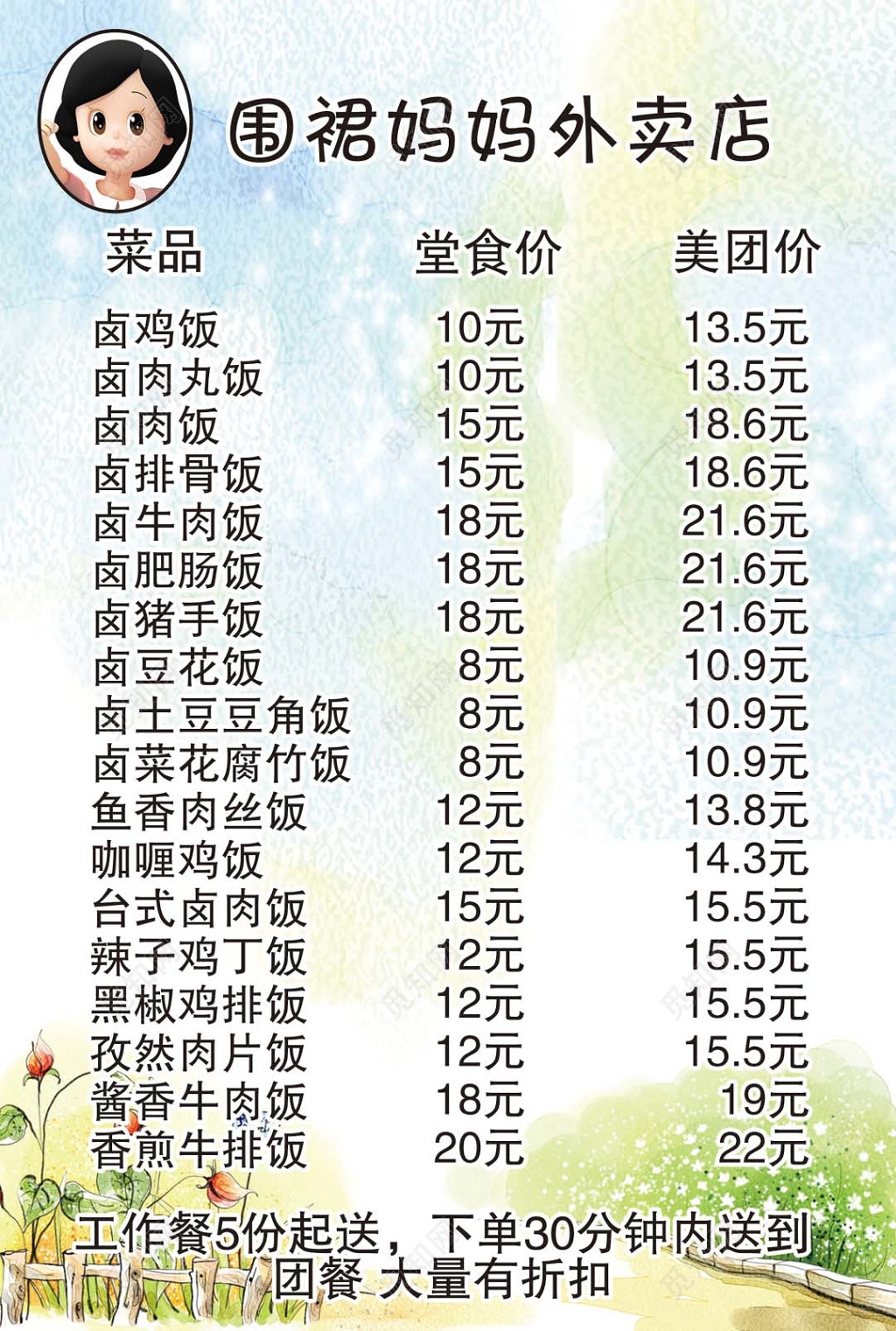 蓝天大海卡通水果食尚生活美味人生餐饮宣传单美食