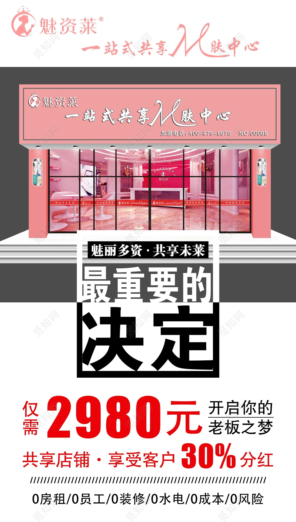 白色简约重要的决定微商招商海报