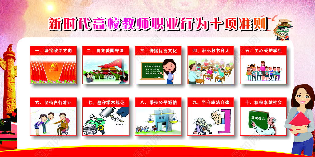 高效教师行为准则爱国守法关心学生公平诚信宣传栏