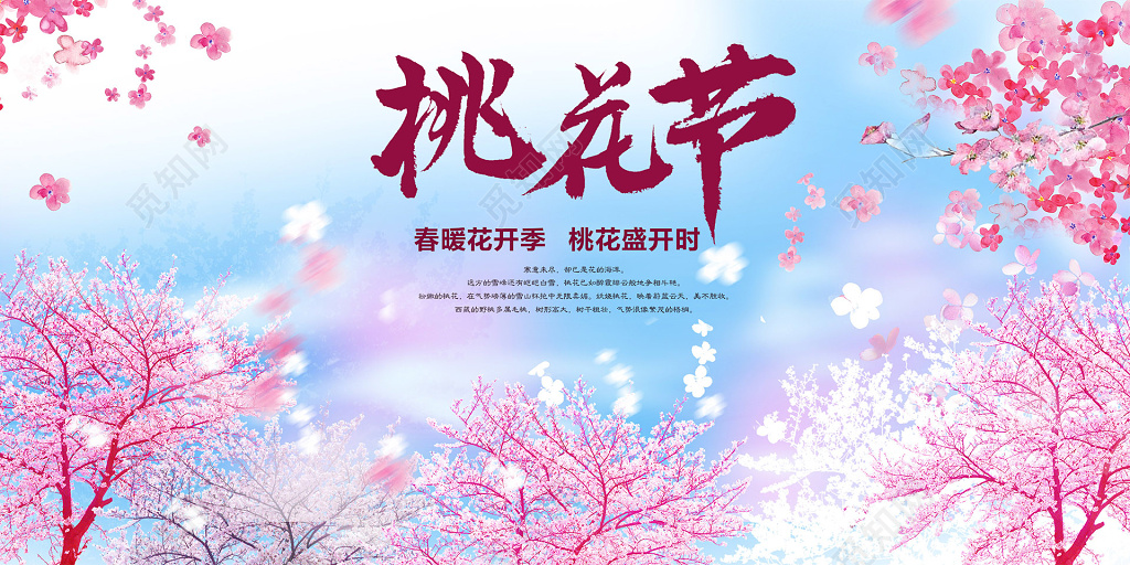 中国风创意桃花节展板