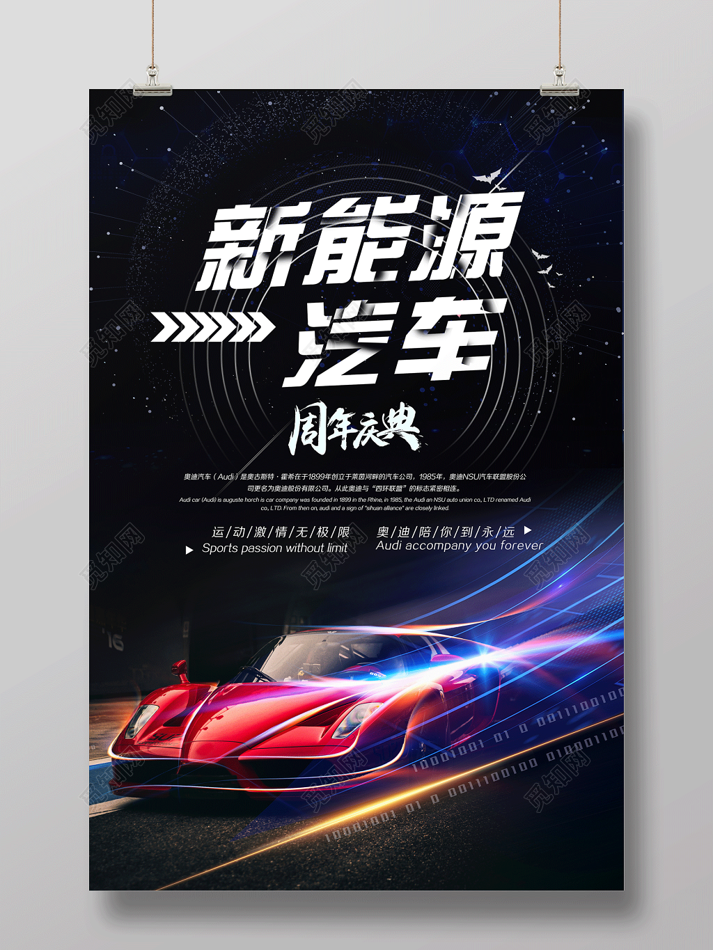 新能源汽车周年庆典汽车促销海报