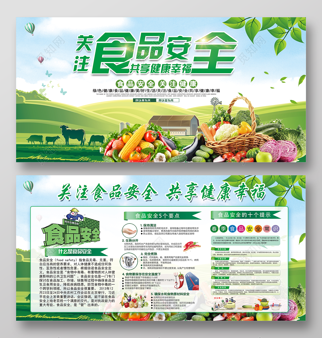 卫生健康教育宣传栏健康教育宣传栏关注食品安全共享健康幸福食品安全双面展板