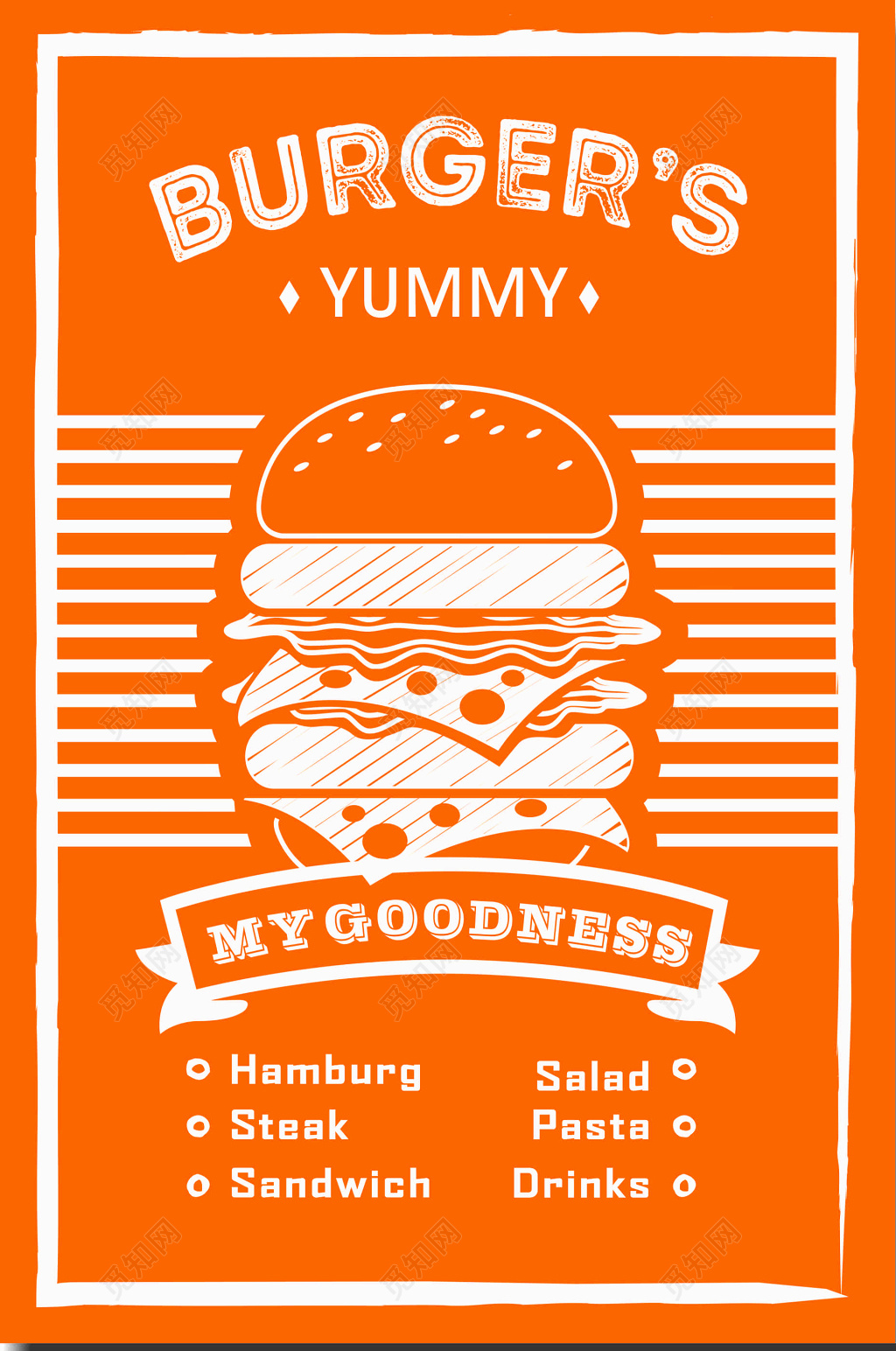 西餐美食快餐美味汉堡牛排沙拉三明治饮料海报模板