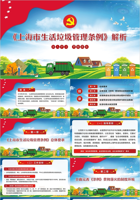 上海市生活垃圾管理条例解析党政党建党课PPT模板