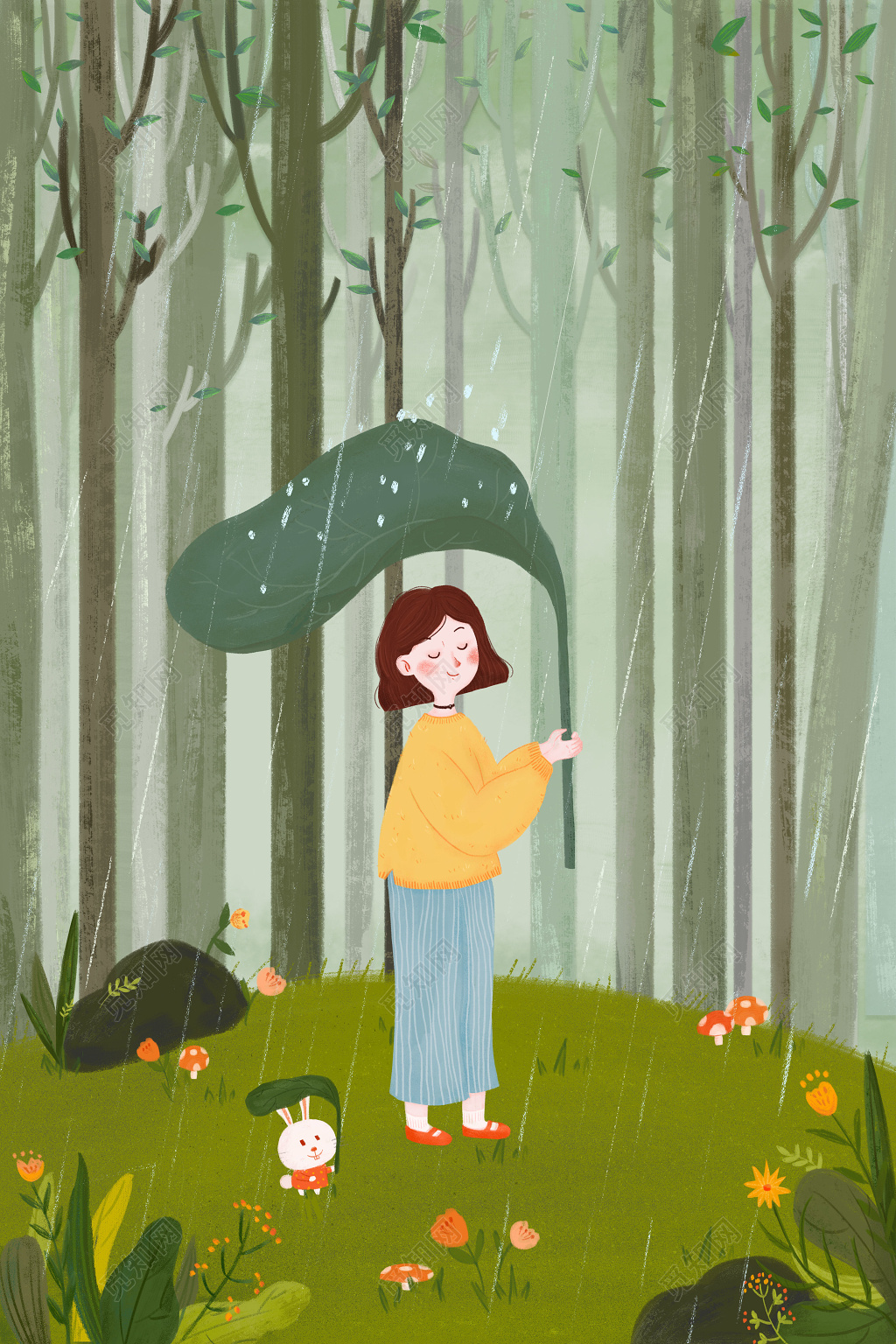 创意简约风谷雨节气海报