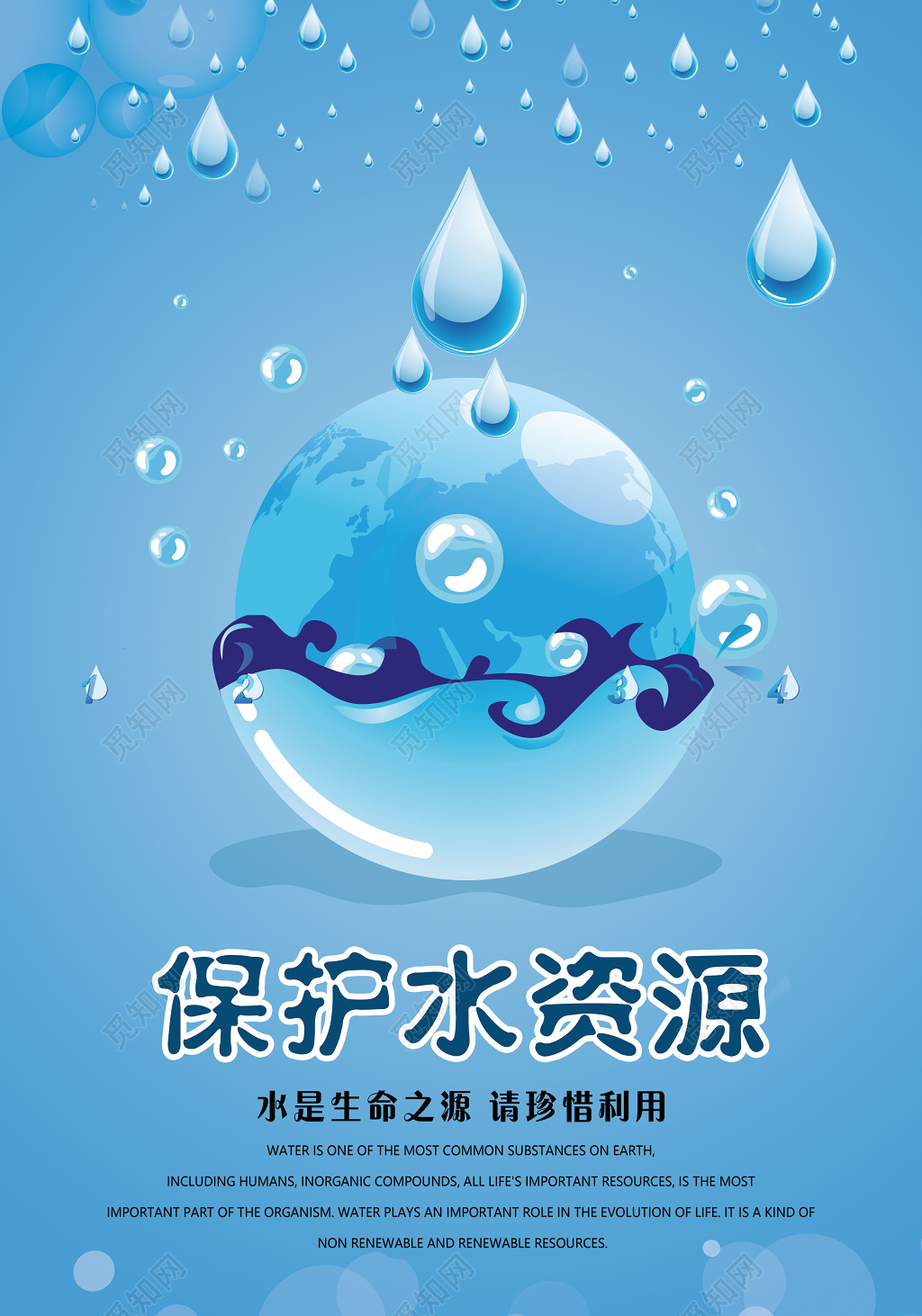 保护水资源珍惜水源世界水日公益宣传海报