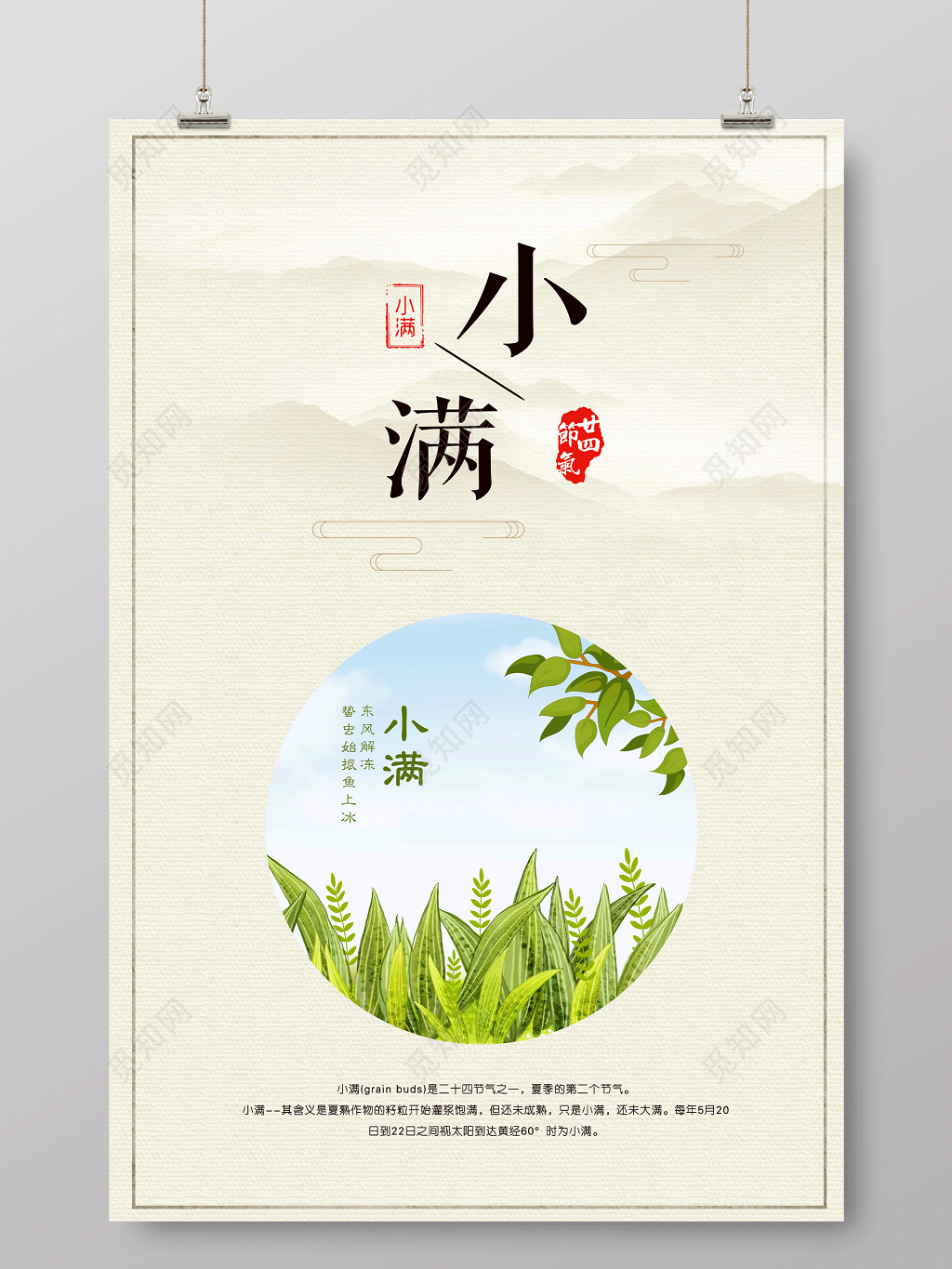 简约二十四节气小满节气海报
