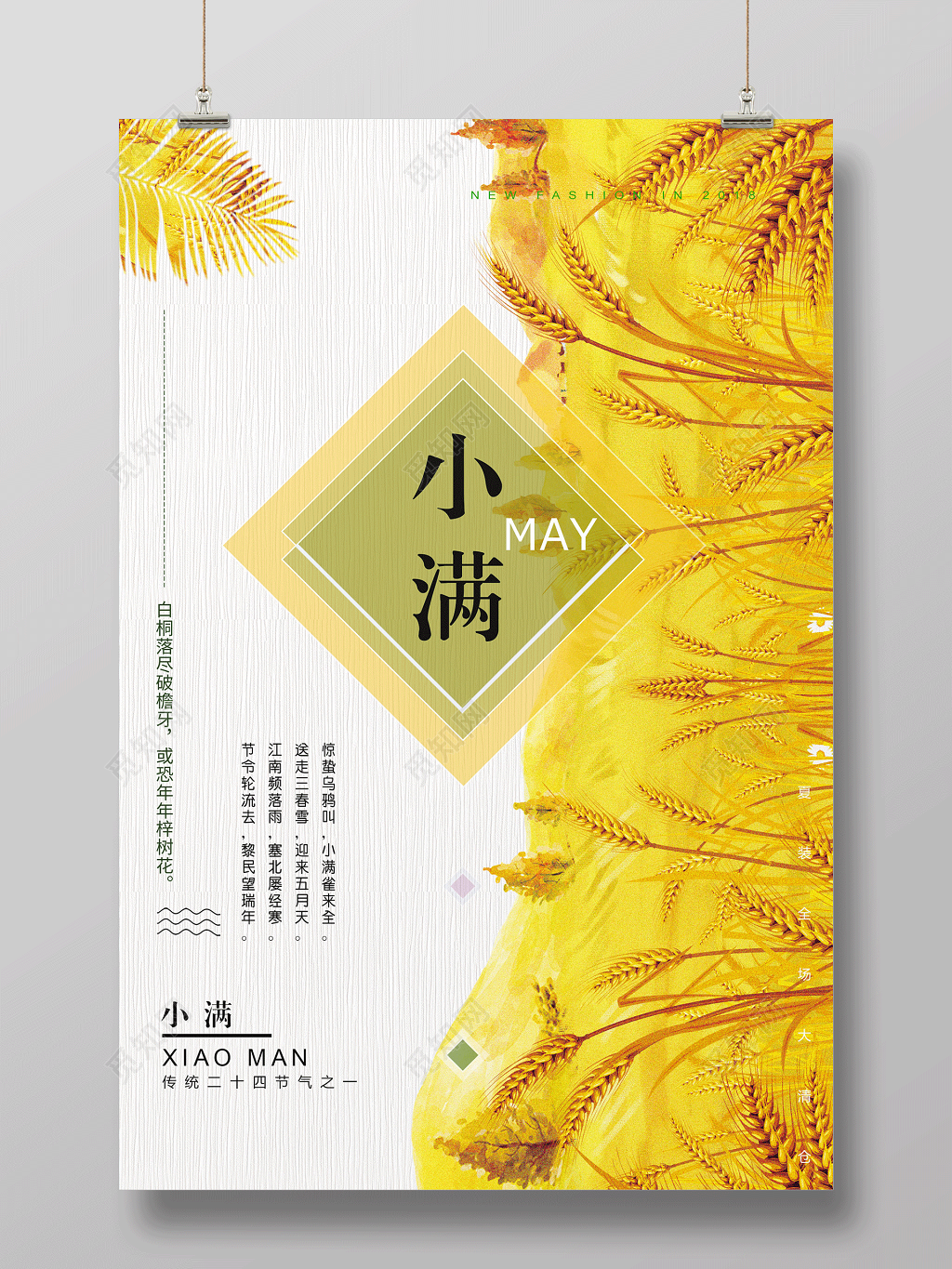 简约清新二十四节气小满宣传海报