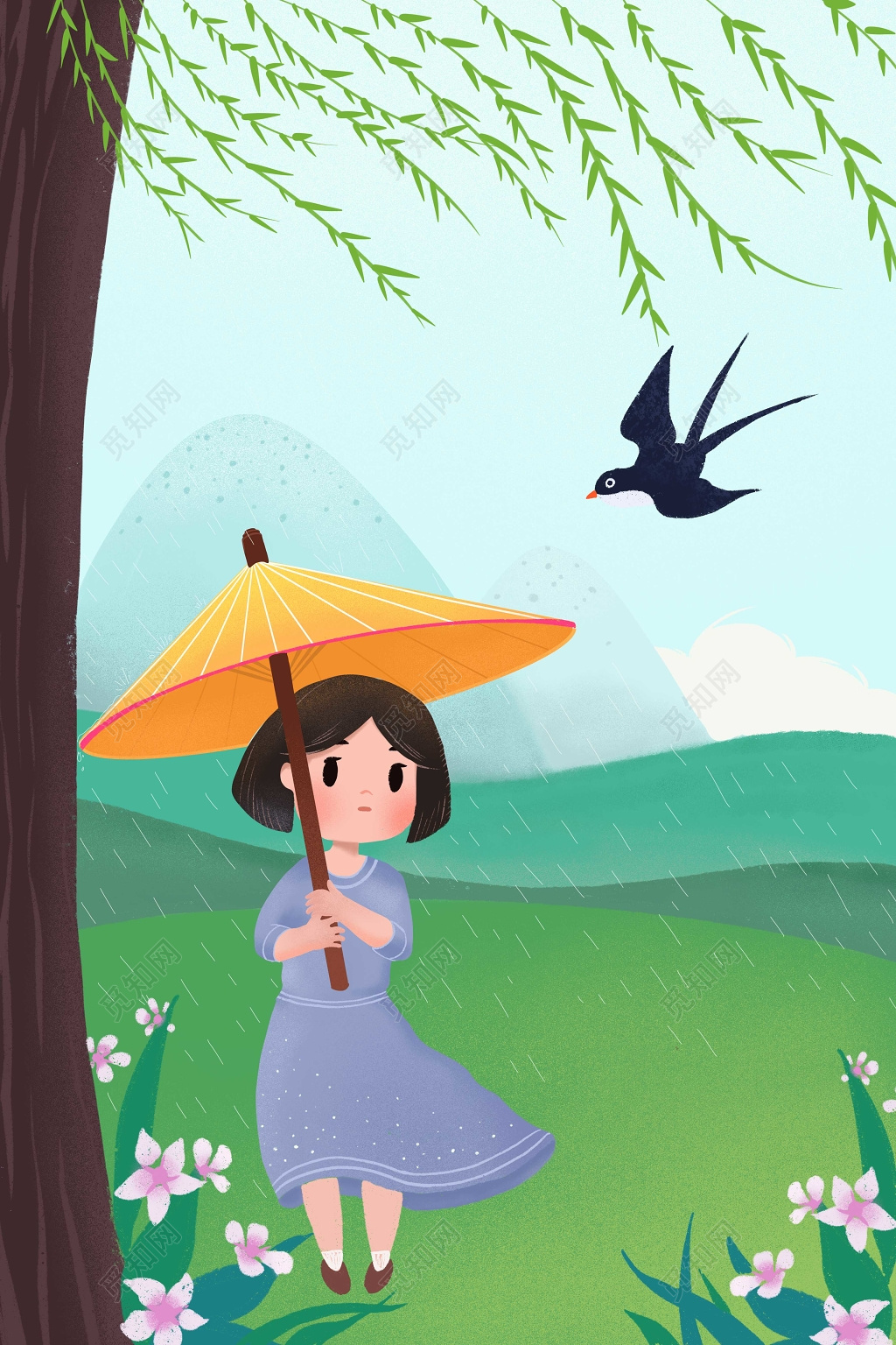 清明节可爱海报素材