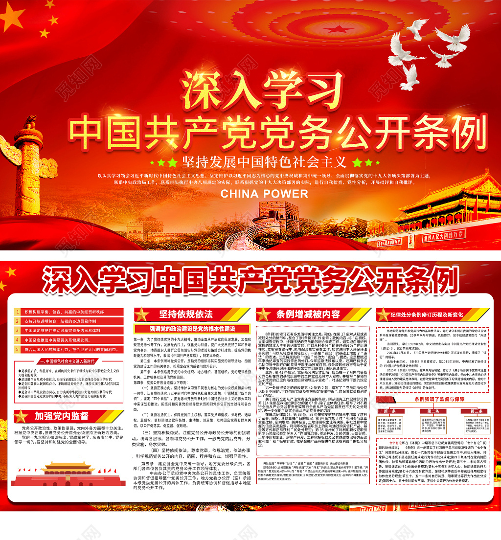 2019年深入学习中国共产党党务条例党建党课宣传展板