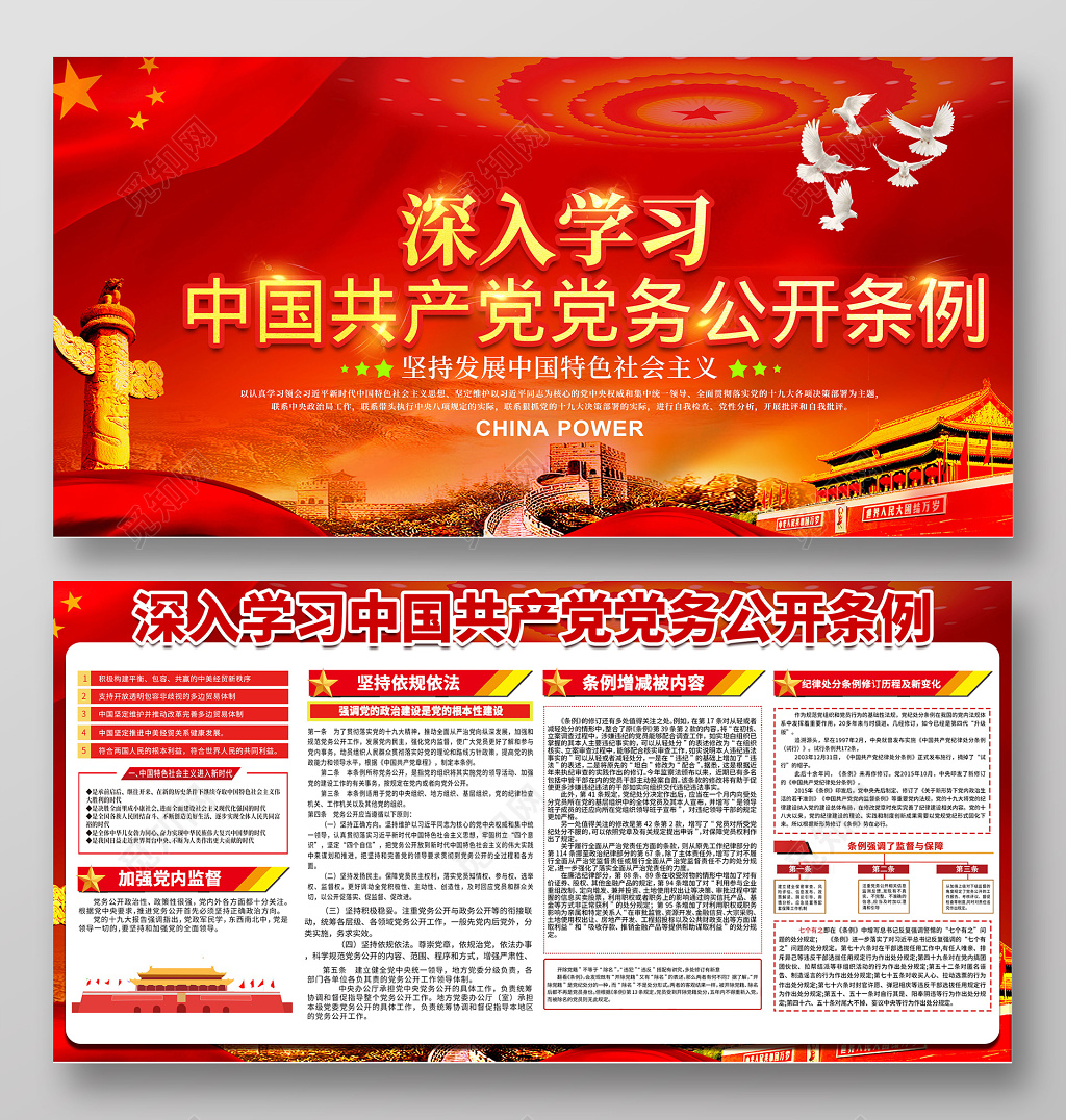 2019年深入学习中国共产党党务条例党建党课宣传展板