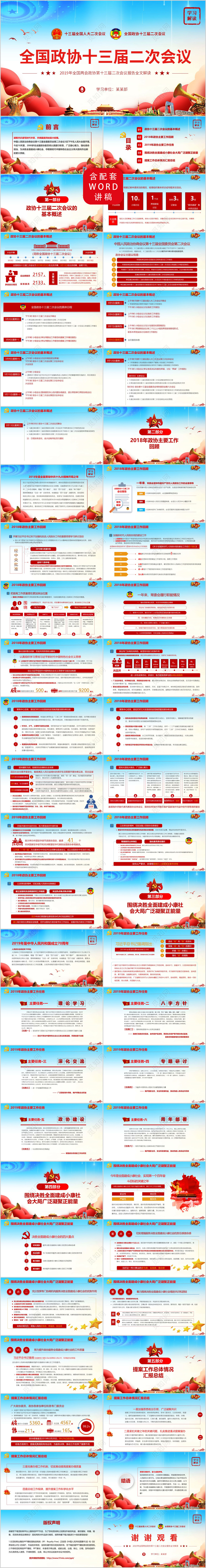 全国两会政协常委会工作报告2019年最新解读党政ppt模板