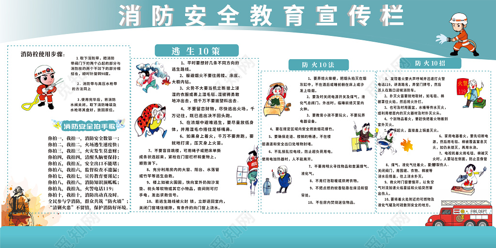 漫画风简约消防安全漫画知识宣传海报