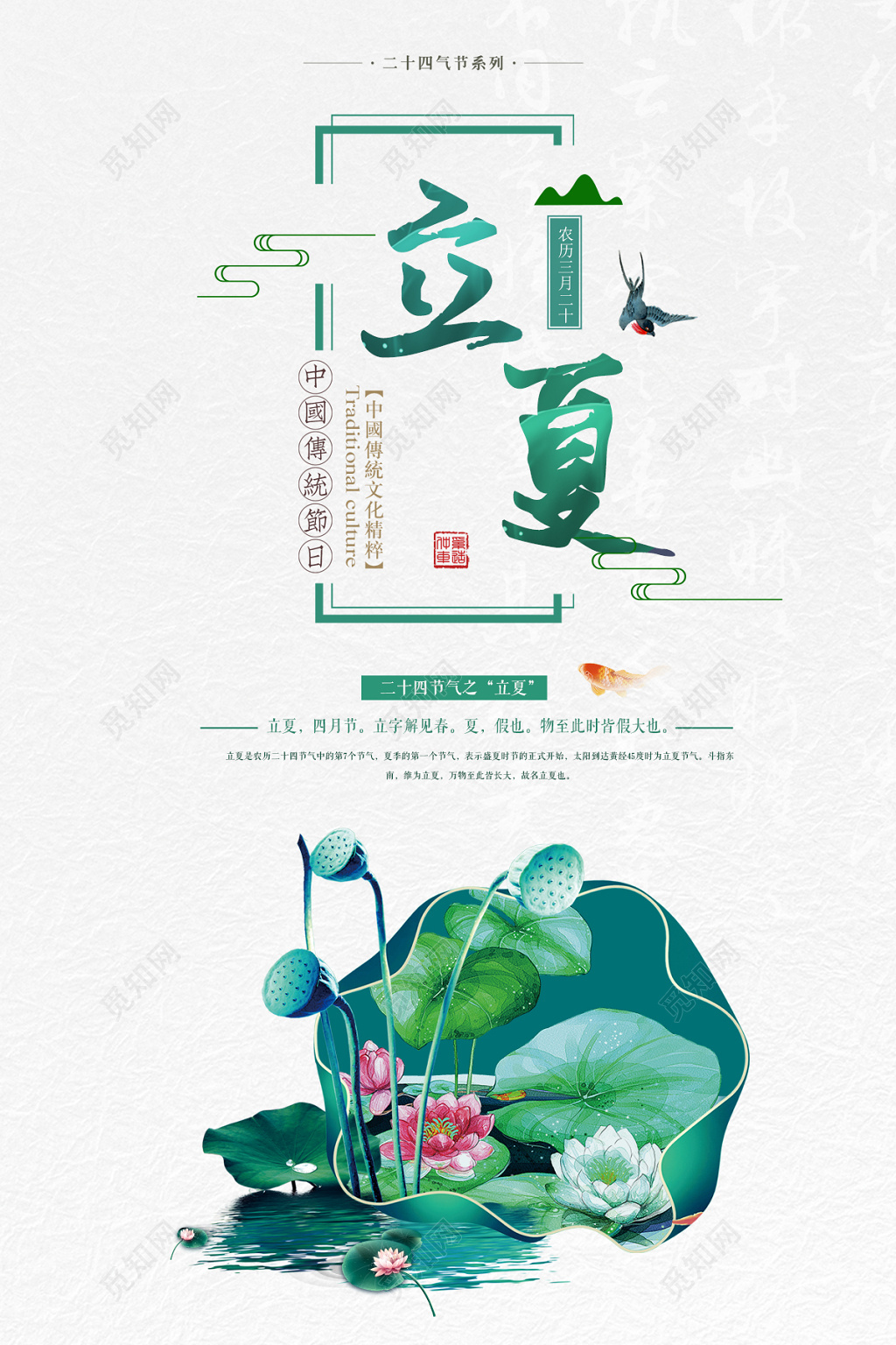 中国传统节日二十四节气立夏海报