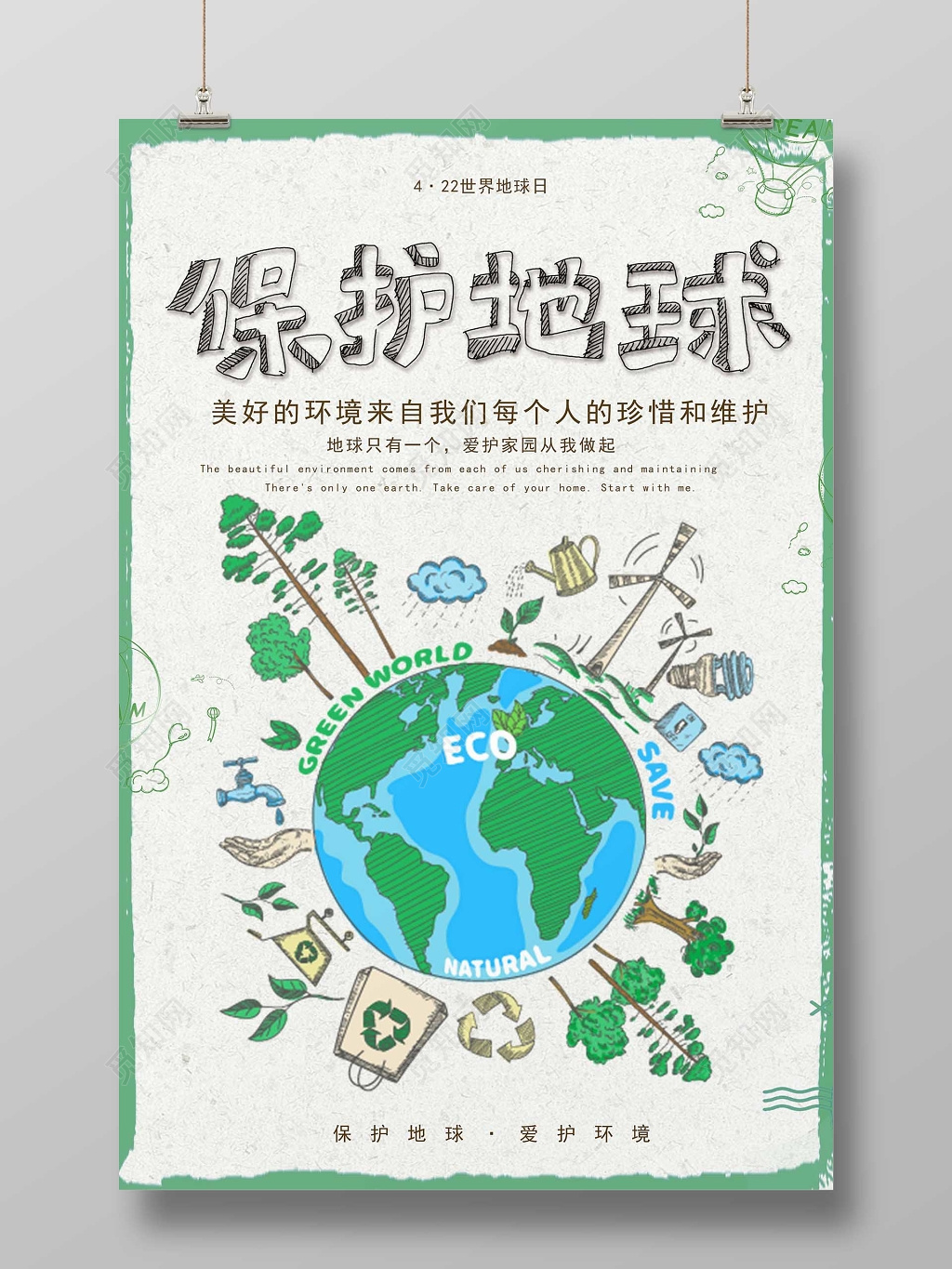 保护地球公益环保怀旧海报