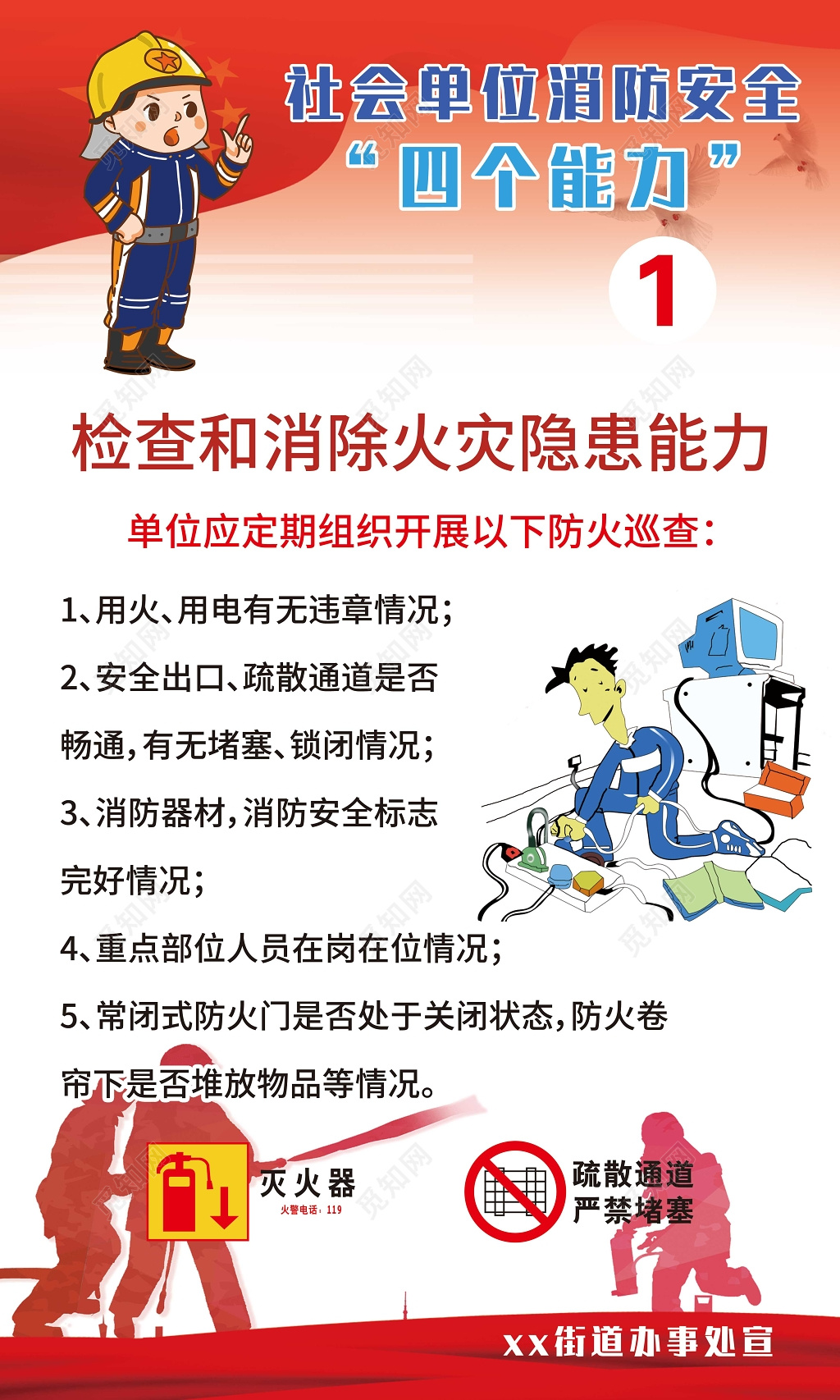社会单位消防安全漫画海报