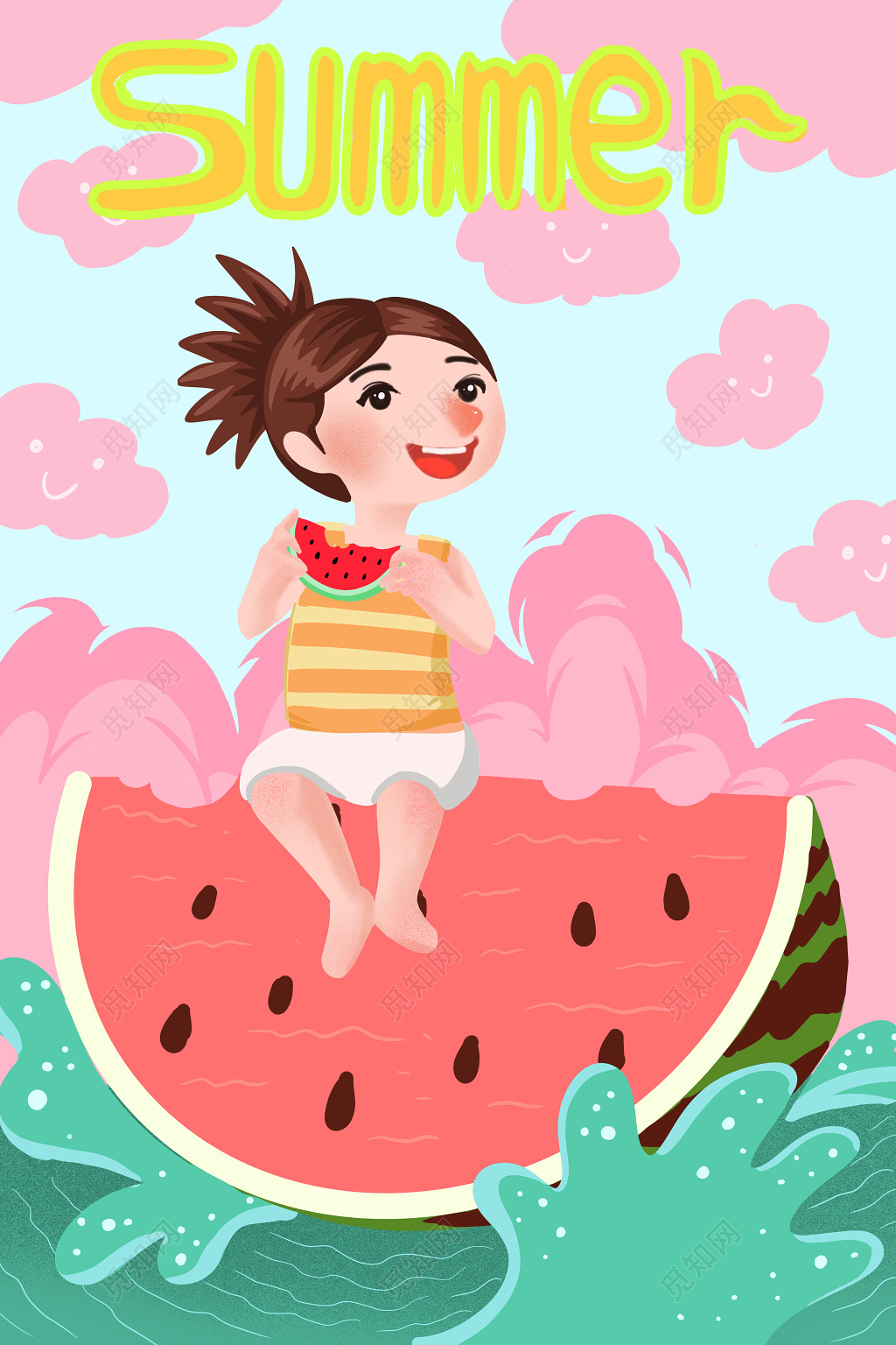 清凉一夏西瓜主题海报素材