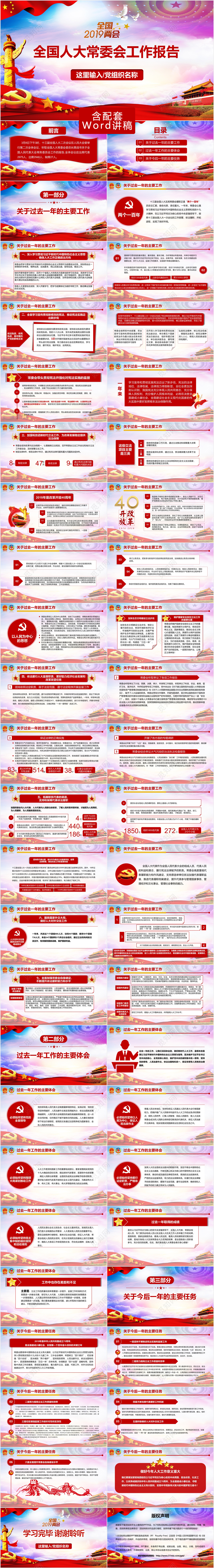 2019两会全国人大工作报告解读党政党课党建PPT