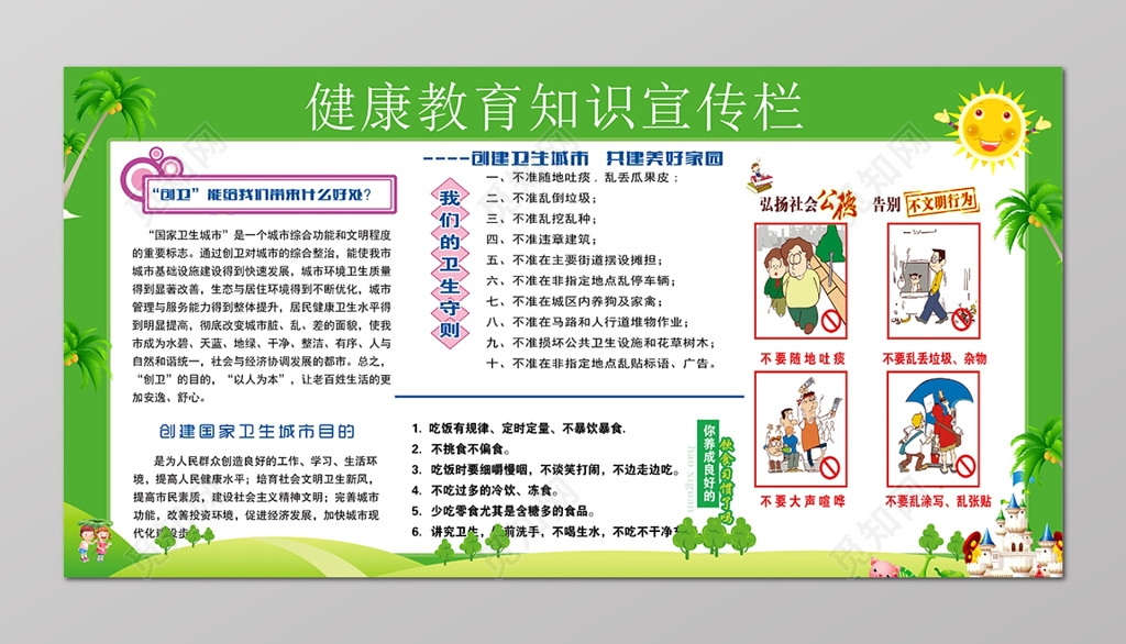 创卫创家卫生城市宣传栏设计