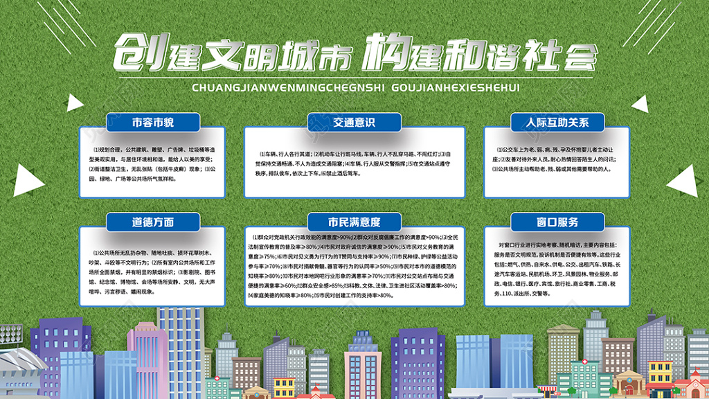 创建文明城市构建和谐社会展板设计