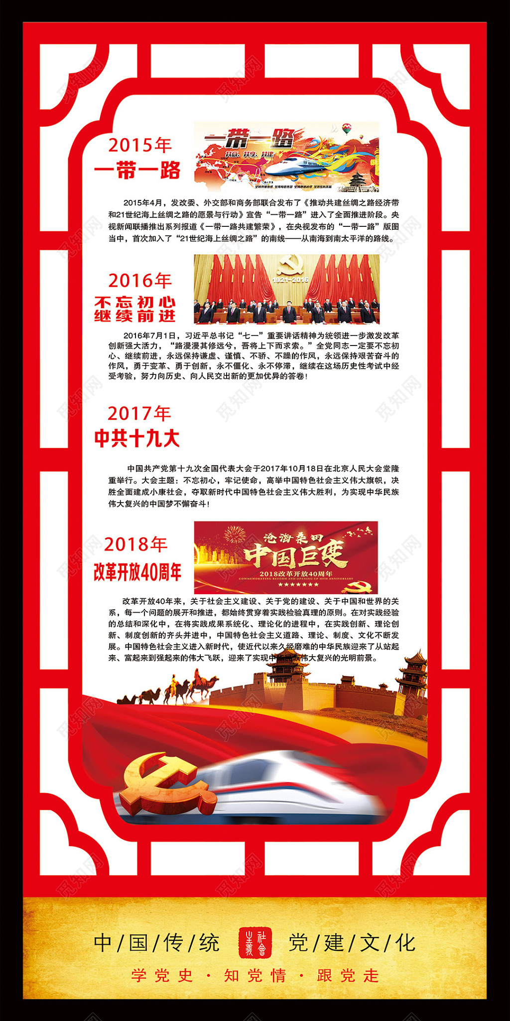 窗花共产党党的光辉历程发展历程展板设计