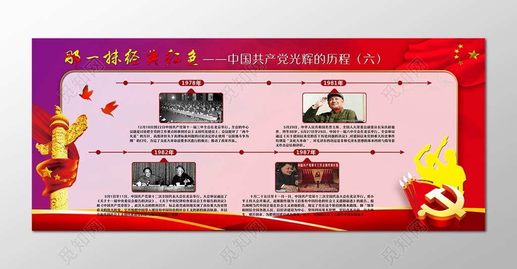 红旗飘飘共产党党的光辉历程发展历程展板设计