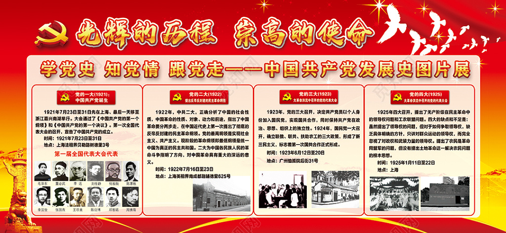 共产党党的光辉历程发展历程展板设计