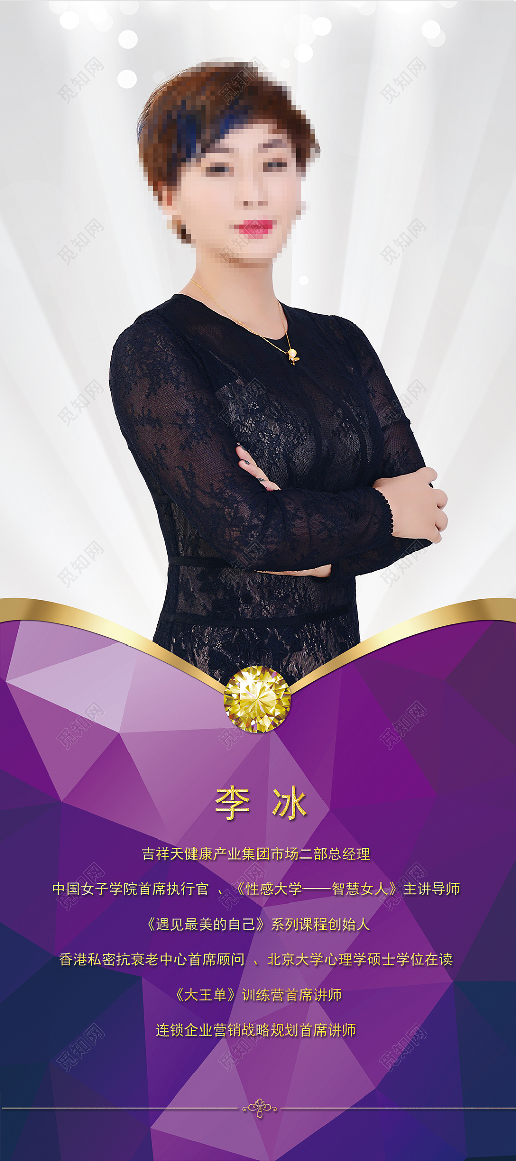 高端格子化人物介绍展架设计