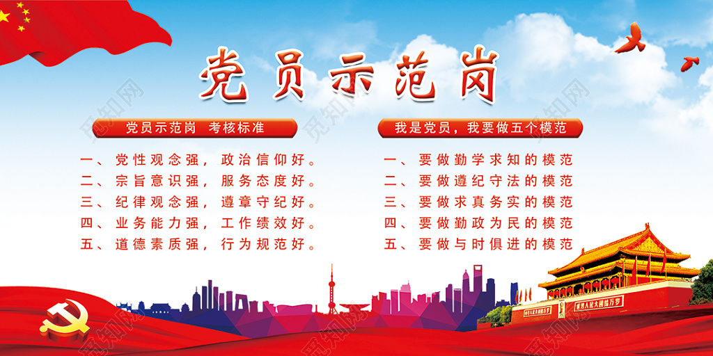 共产党党员示范岗考核标准展板设计