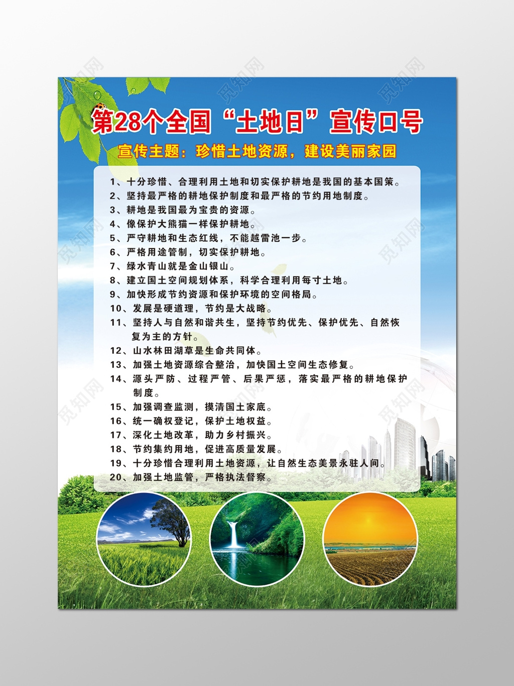 625全国土地日土地与生态文明建设展板设计