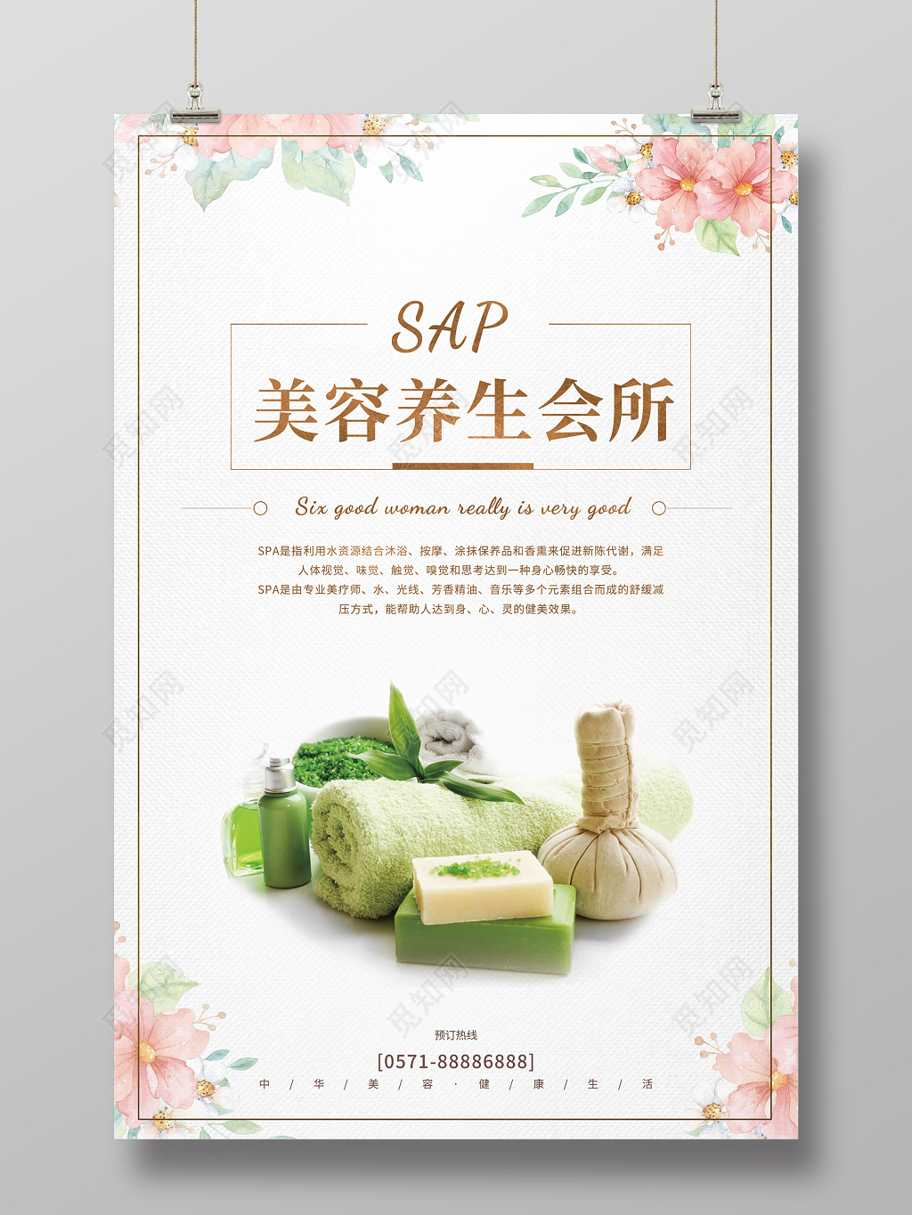简约美容养生会所spa美容整形海报