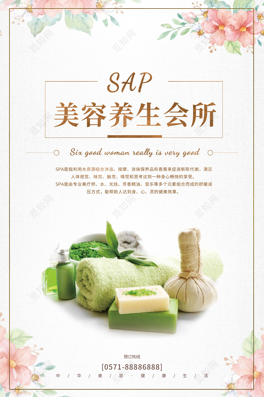 简约美容养生会所spa美容整形海报