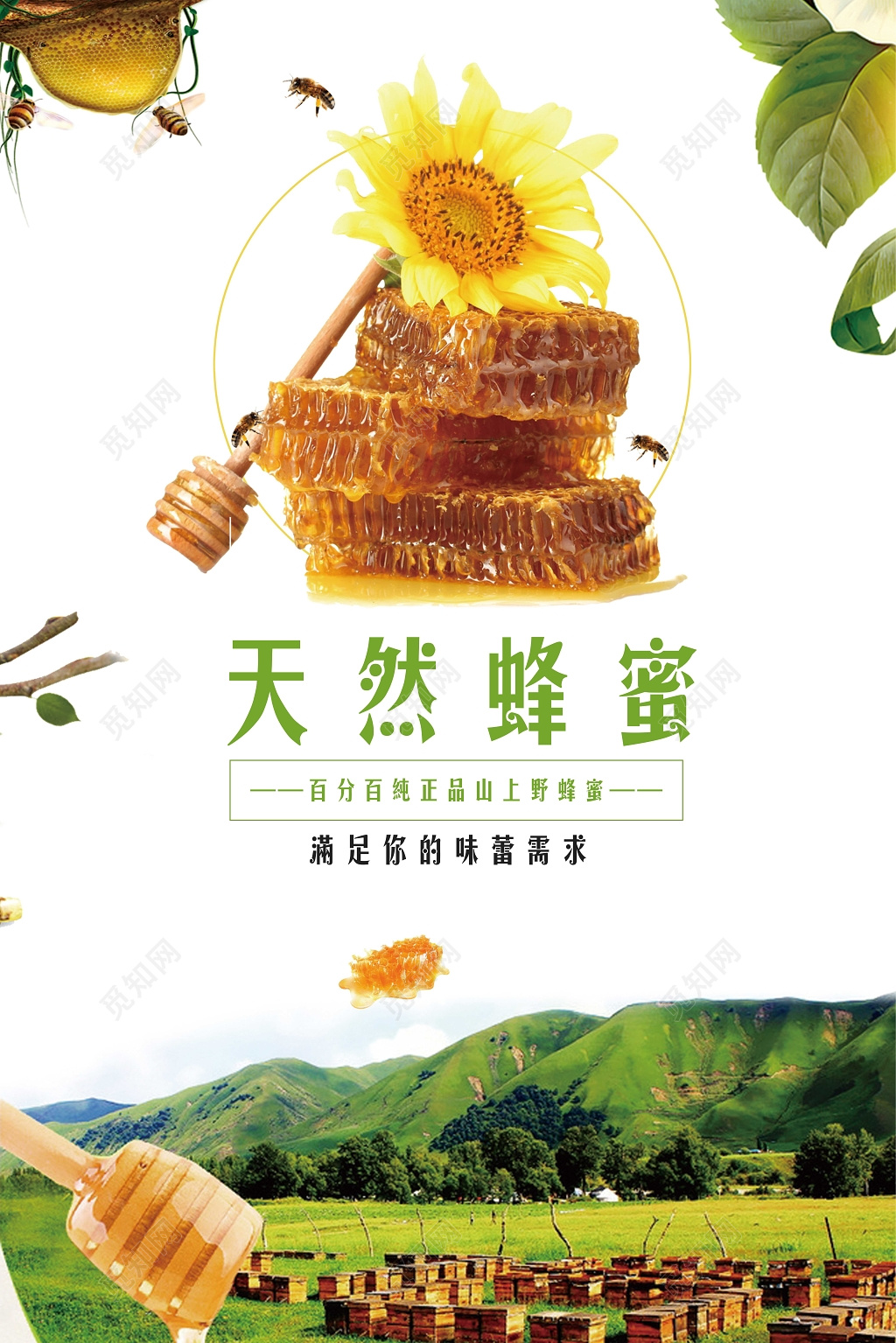 绿色健康天然蜂蜜保健品海报设计