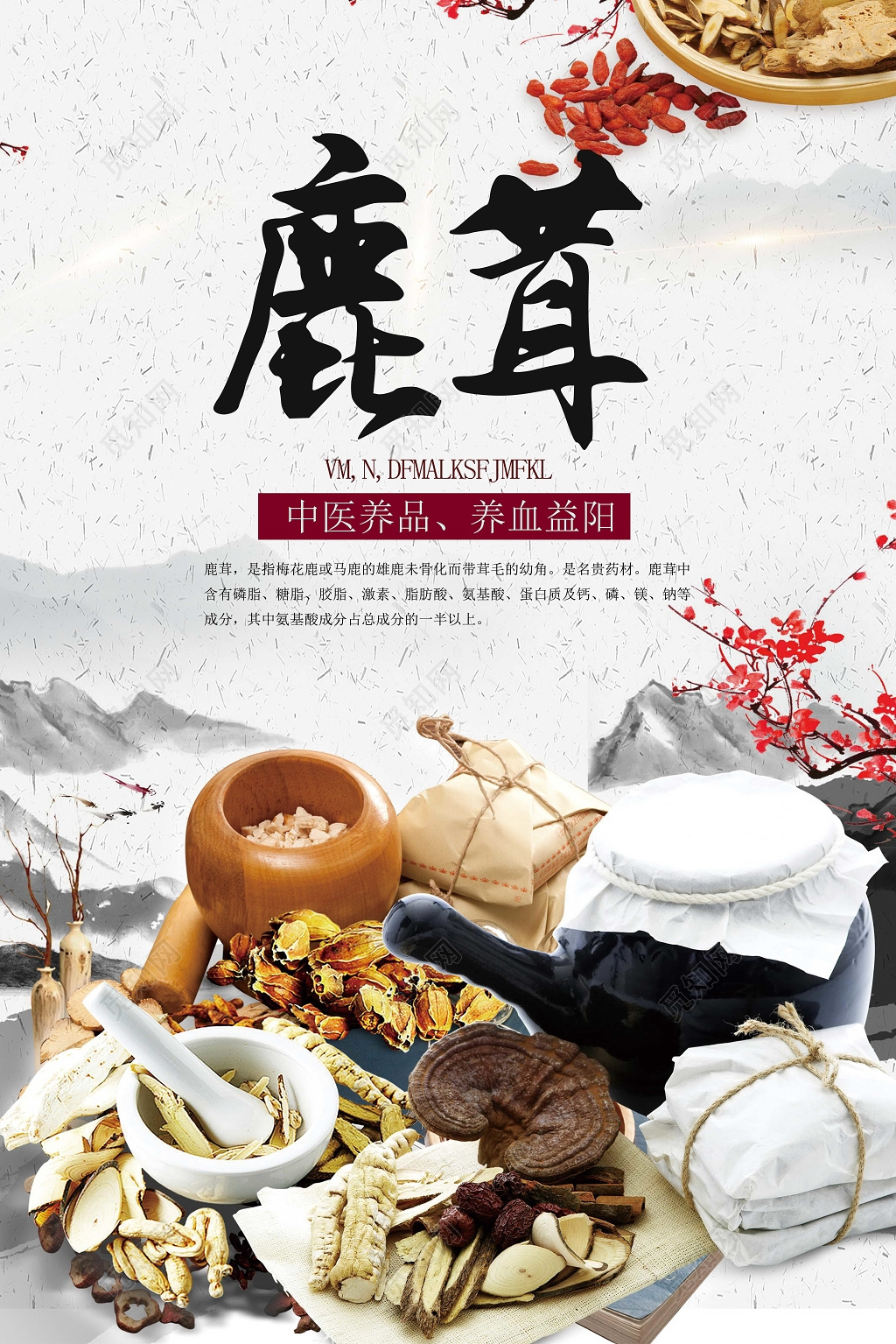 传统中药鹿茸养生保健品海报设计