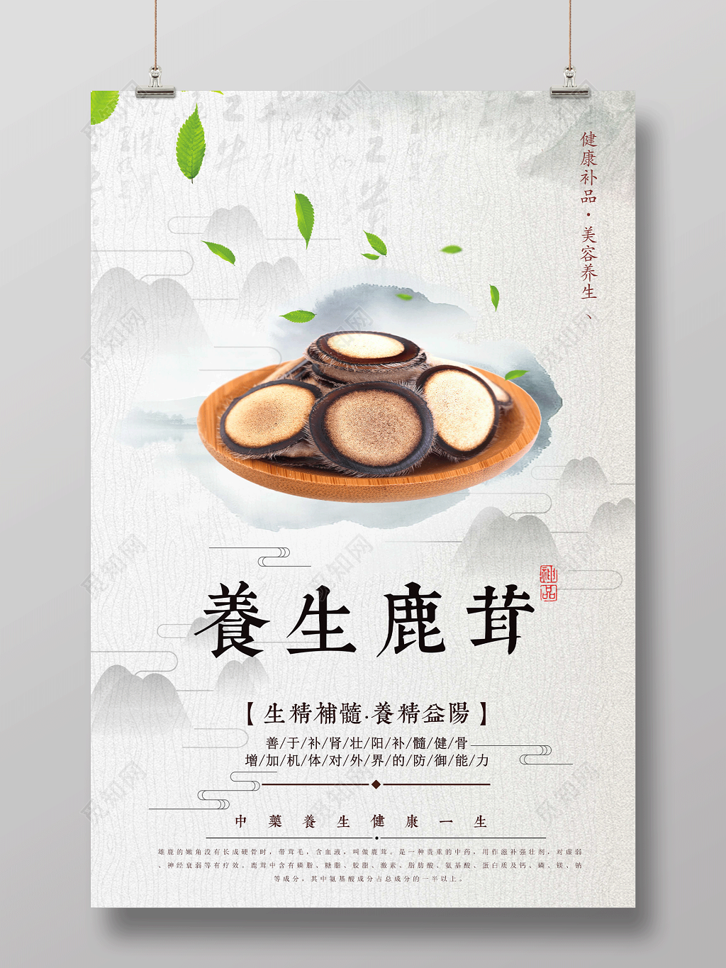 中药传统养生鹿茸保健品海报设计