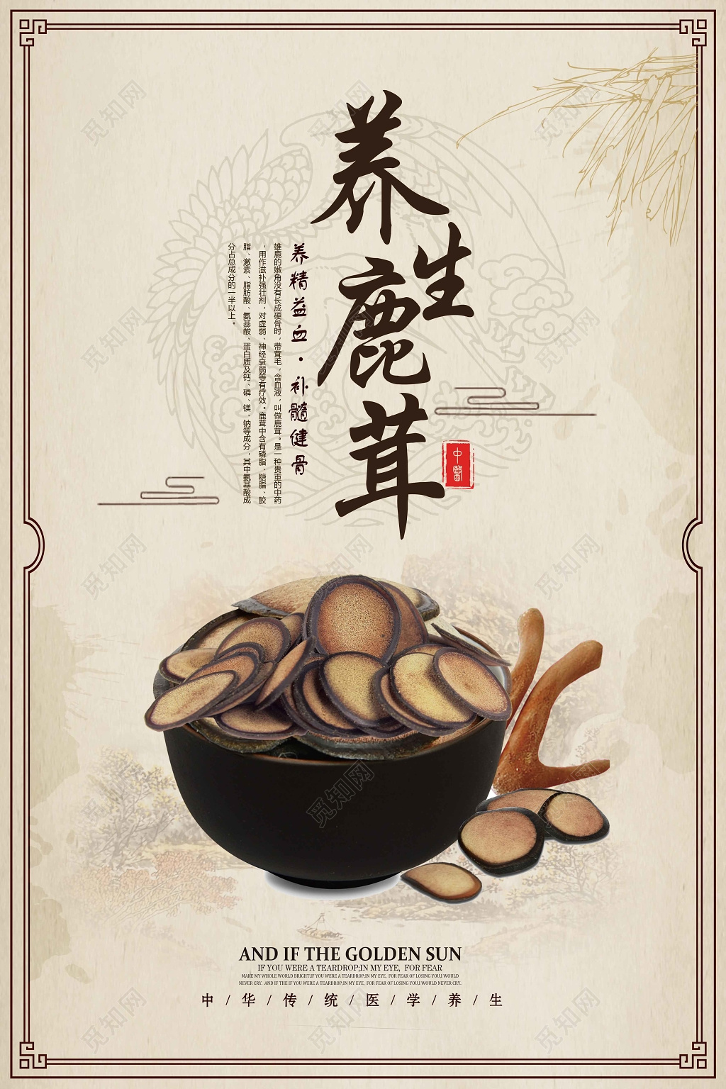 养生鹿茸中药保健品海报设计