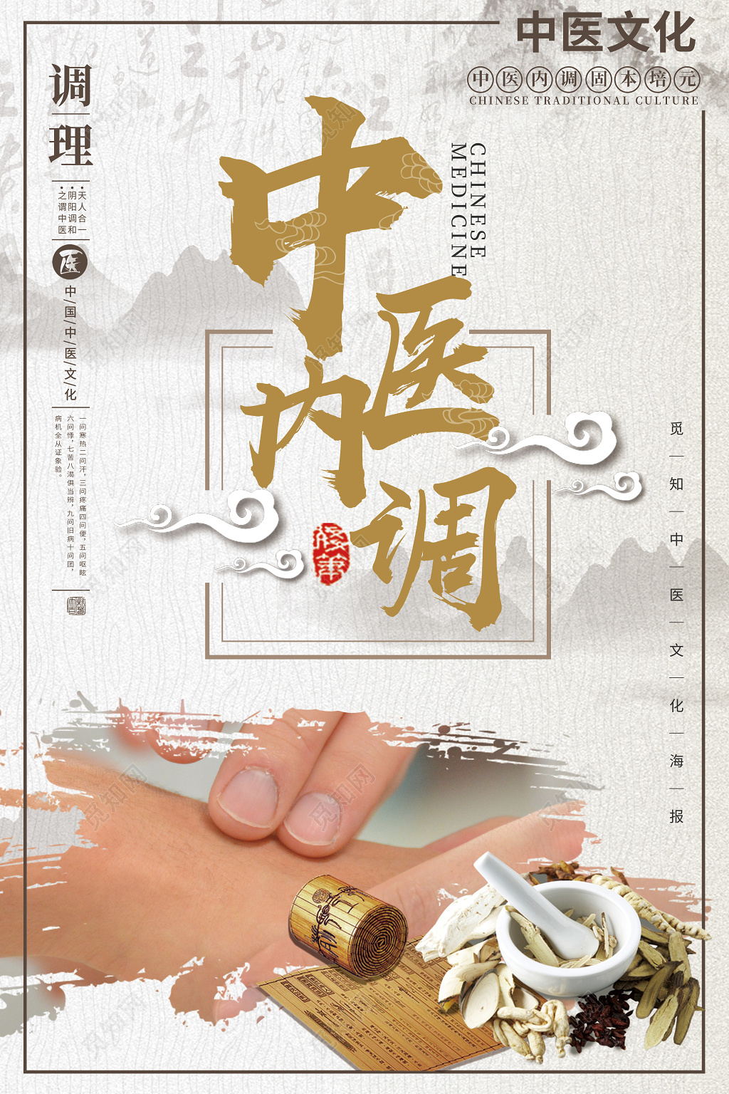 水墨古典中医内调调理养生海报