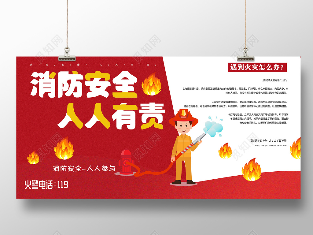 消防安全标语人人有责宣传展板