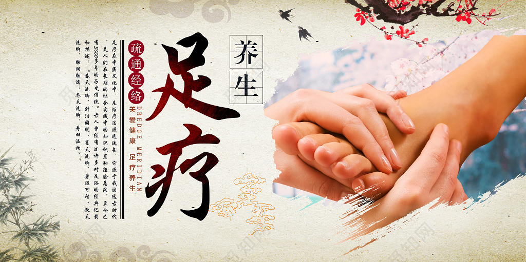 足疗养生疏通经脉简约展板