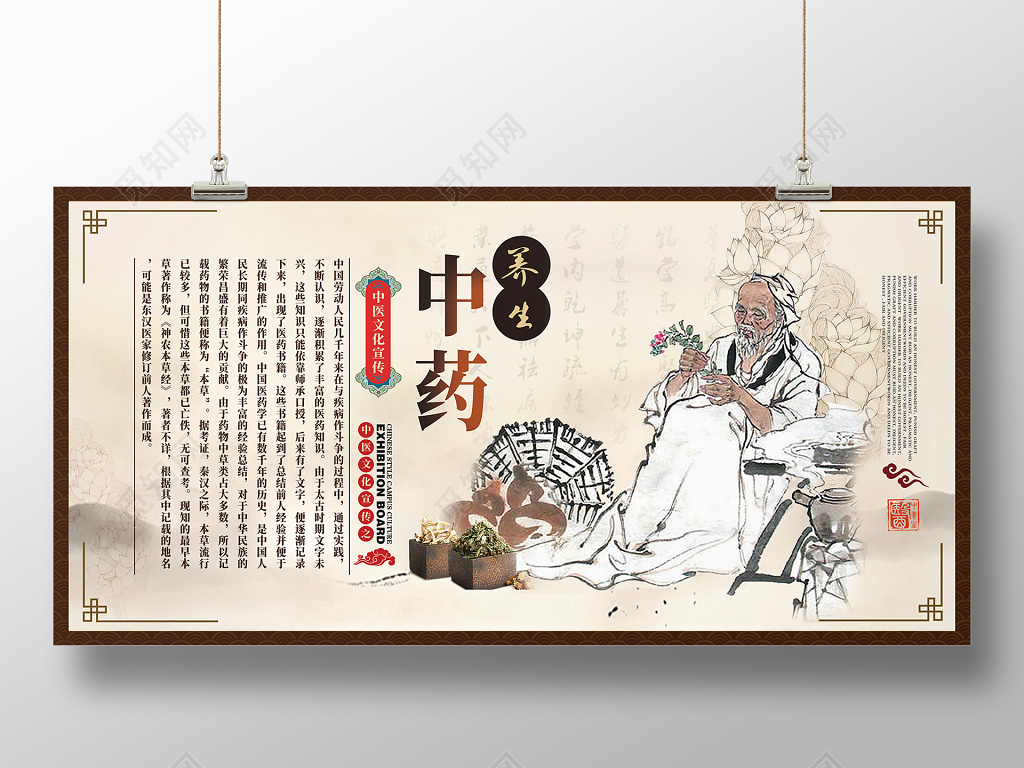 中国风中药养生中医养生展板
