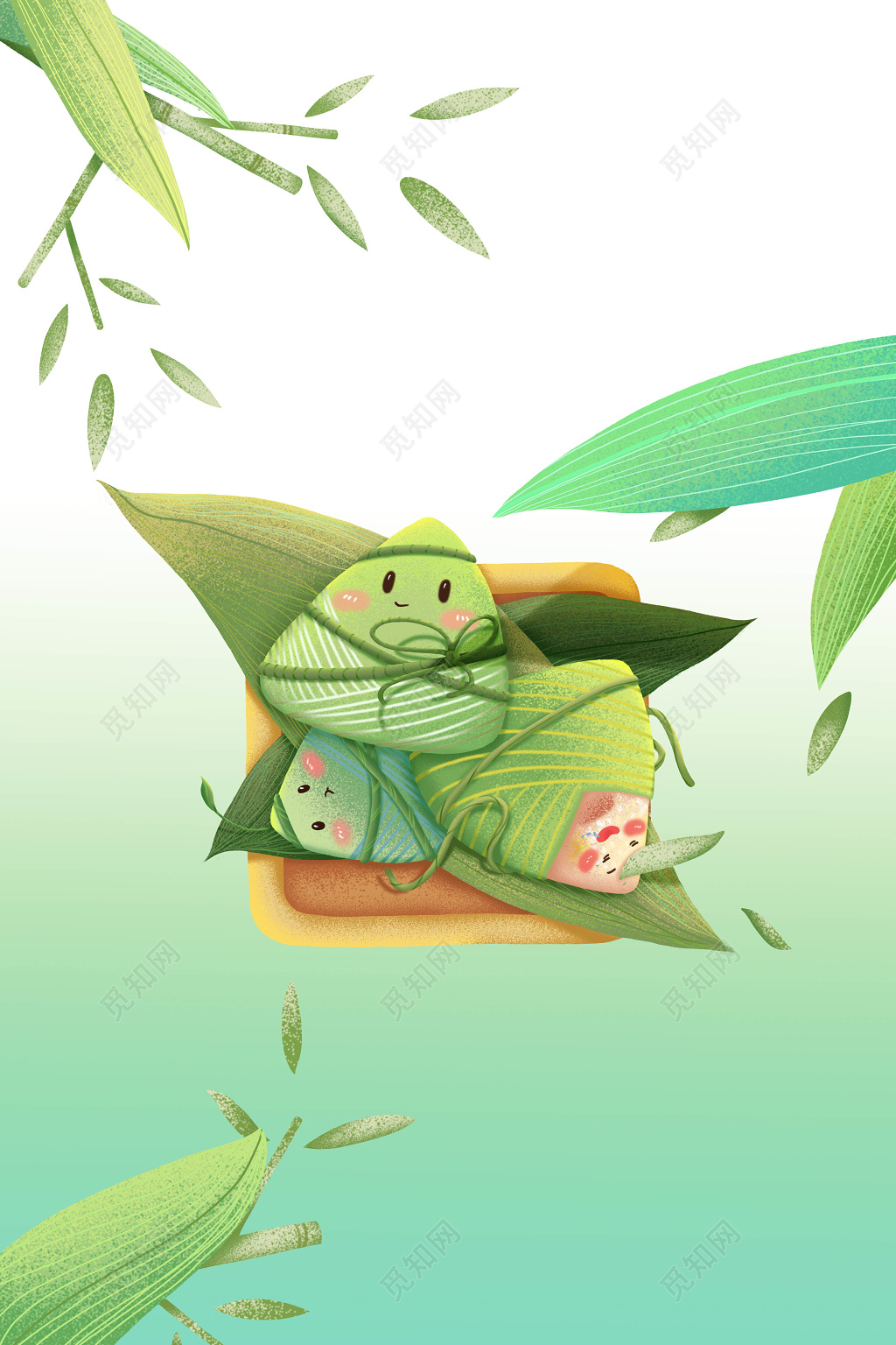 噪点风端午节粽子手绘海报