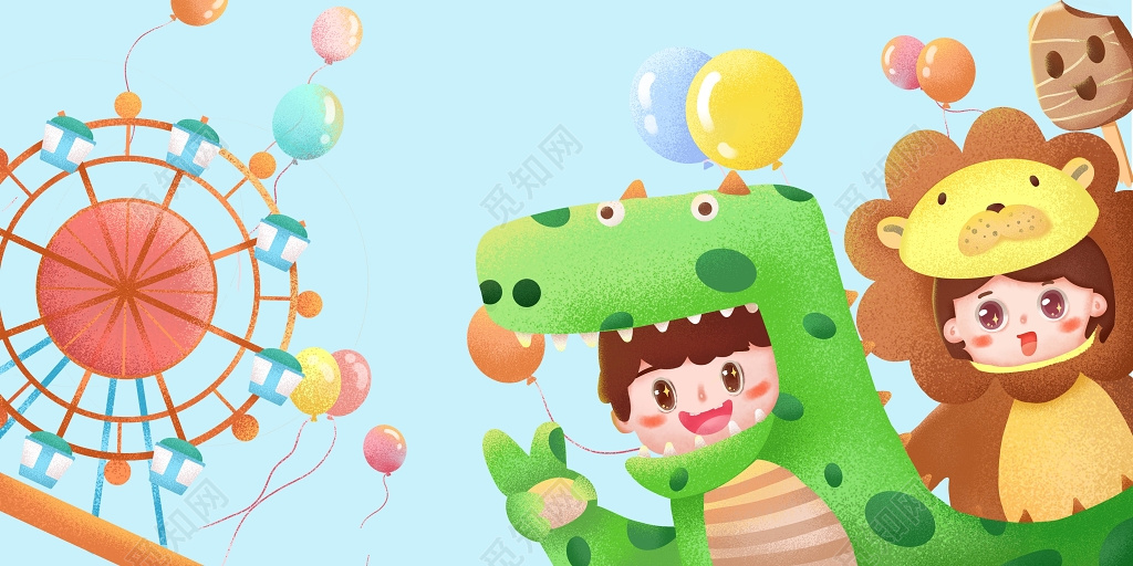 六一卡通噪点风儿童节创意手绘海报