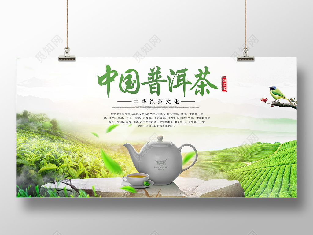 中国普洱茶宣传展板茶叶海报设计