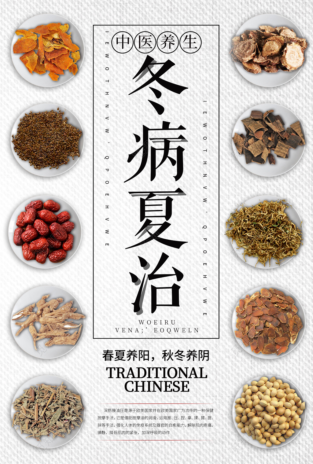 对称冬病夏治中医养生医疗海报