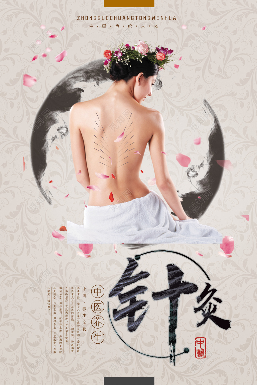 中国风中医养生针灸中国传统文化海报