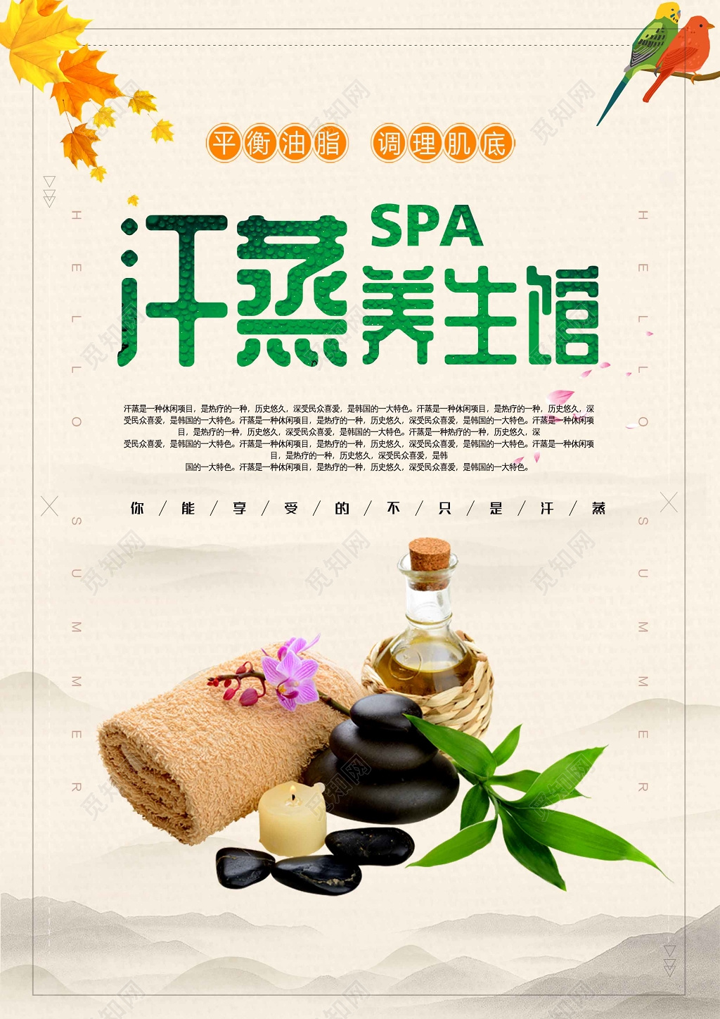 中医养生汗蒸养生馆SPA双面宣传单DM单