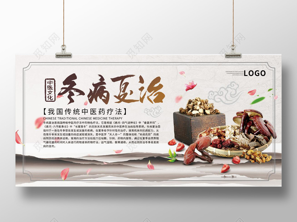 简洁大气中国风中医养生冬病夏治展板